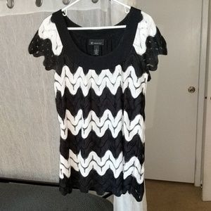 Black and white lace blouse